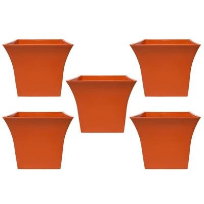 SIYOL 10-Inch Orange Plastic Square Planters