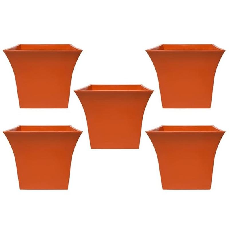 SIYOL 10-Inch Orange Plastic Square Planters