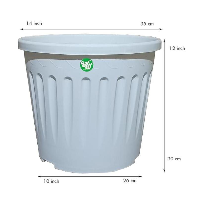 16 Inch White Durable Nursery & Garden Pot – Elegant, Heavy-Duty, UV-Resistant Planter
