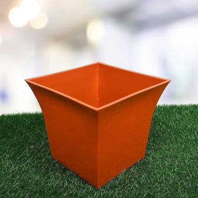 SIYOL 10-Inch Orange Plastic Square Planters