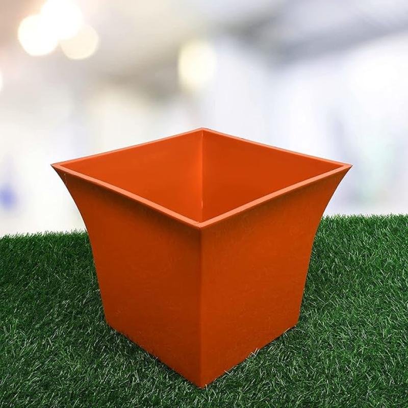SIYOL 10-Inch Orange Plastic Square Planters